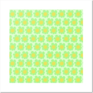 Neon Green Daisy Pattern Posters and Art